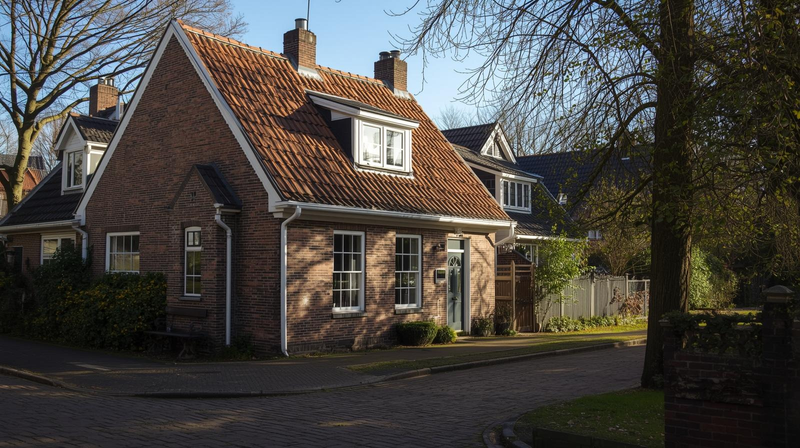 Woonhuis met een schuin dak en dakpannen plus dakkapel