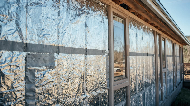 Isolatiefolie aan buitenzijde van woning