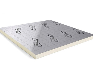 Plaat Recticel Silver PIR Afschot 1200x1200x50-60mm - aluminium cachering - Rd 2.50 (1,44m²)