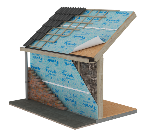 Tyvek Soft damp-open dakfolie (Roofliner) - 1.5x50mtr